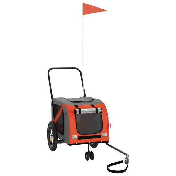  Pet Bike Trailer Orange and Black Oxford Fabric, Iron, PVC Small