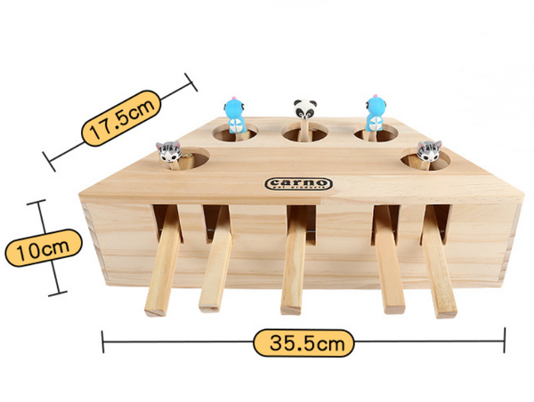 style: Cartoon 5 holes - Solid Wood Cat Toy , Hamsters, Kittens, Interactive Toys