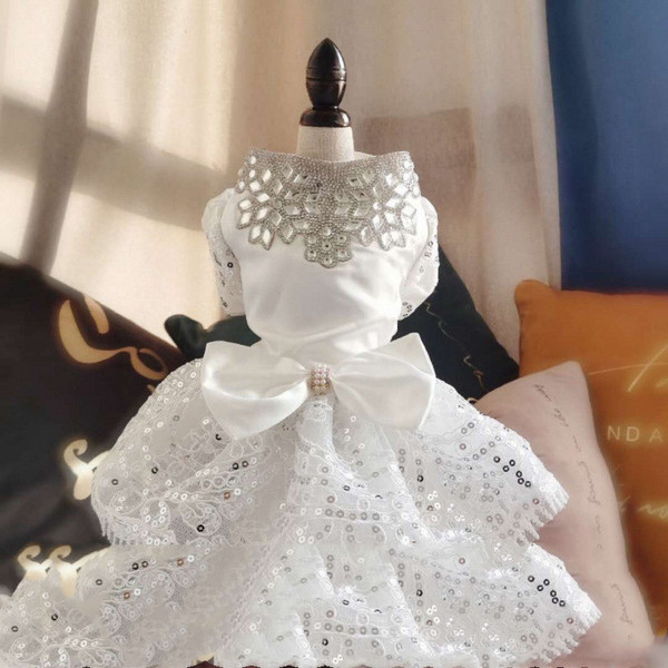 Color: A9A, Size: S - Various Luxury Princess Pet Dog Wedding Dress Cat Dress Puppy Skirt Clothes P