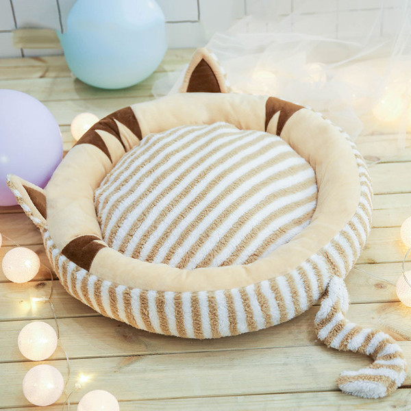 Color: Brown, Size: M - Non-removable small dog mats cat dog bed pet supplies