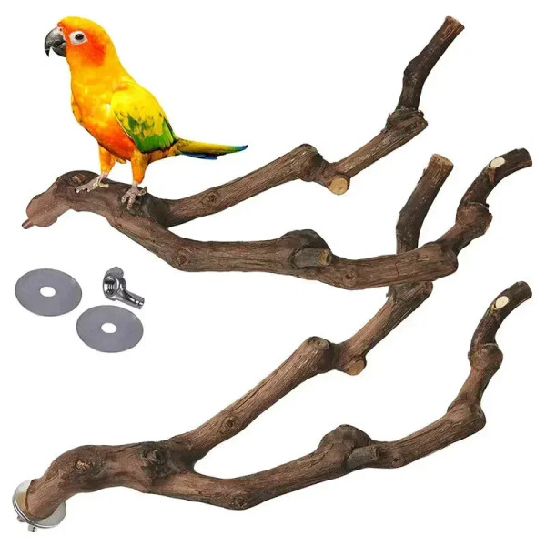 Pet Standing Stick Wild Grape Wood Pole Parrot Cockatiel Parakeet Station Board Bite Claw Grinding 