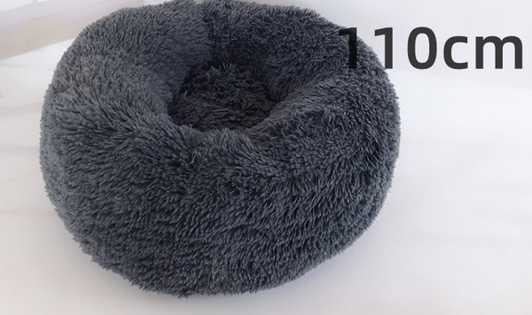 Color: Dark Grey - Cotton Pet Bed Winter Warm Sleeping Bed For Dogs Kennel Dog Round Cat Long Plush