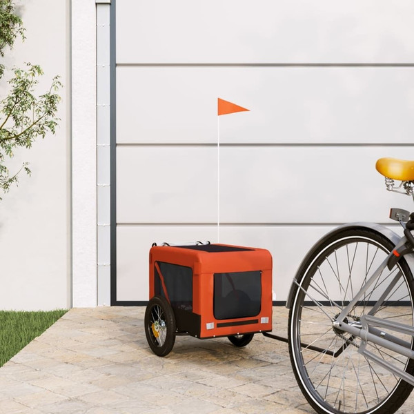  Pet Bike Trailer Orange and Black Oxford Fabric, Iron, PVC Small A949-93907