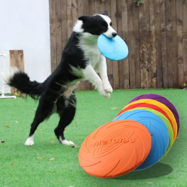 Color: Yellow, Size: XS?€old?‰ - OUZEY Bite Resistant Flying Disc Toys For Dog Multifunction Pet Pu