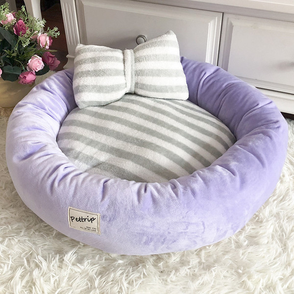 Color: Light purple, Size: M 55cm - Plush dog kennel pet kennel cat kennel