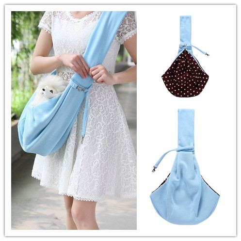 style: Blue dot without adjustment - Pet Bag One-shoulder Pet Bag Skew Spanner Bag Breathable Dog B