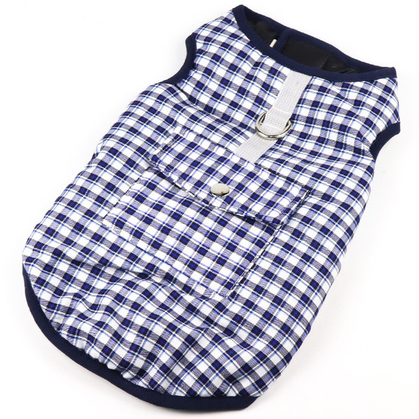 Color: Blue grid, Size: 4XL - Medium and large dog padded vest