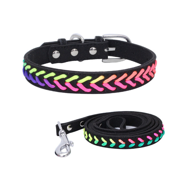 Color: Black, Size: M - Soft suede microfiber dog and cat collar