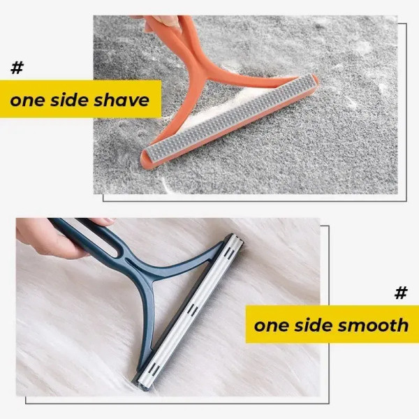 Color: Blue - 1pc 2in1 Double Sided Pet Hair Remover Lint Remover Clean Tool Shaver Sweater Cleaner