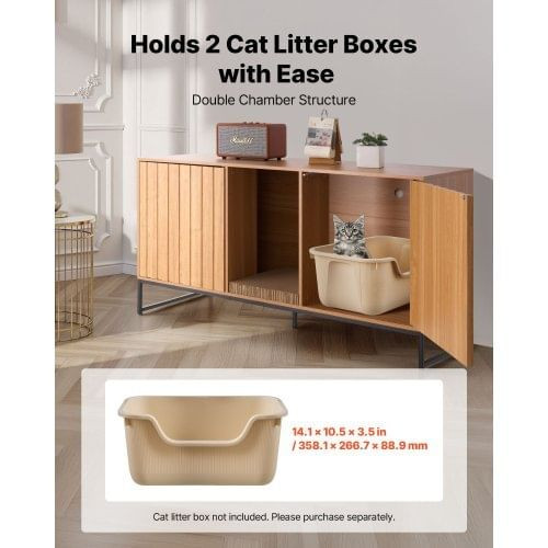 Cat Litter Box Enclosure Furniture, 47.2 in Hidden Litter Box Cabinet with Scratch Pad & Storage, W
