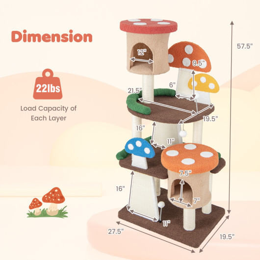 4-In-1 Cat Tree with 2 Condos and Platforms for Indoors-Multicolor - Color: Multicolor