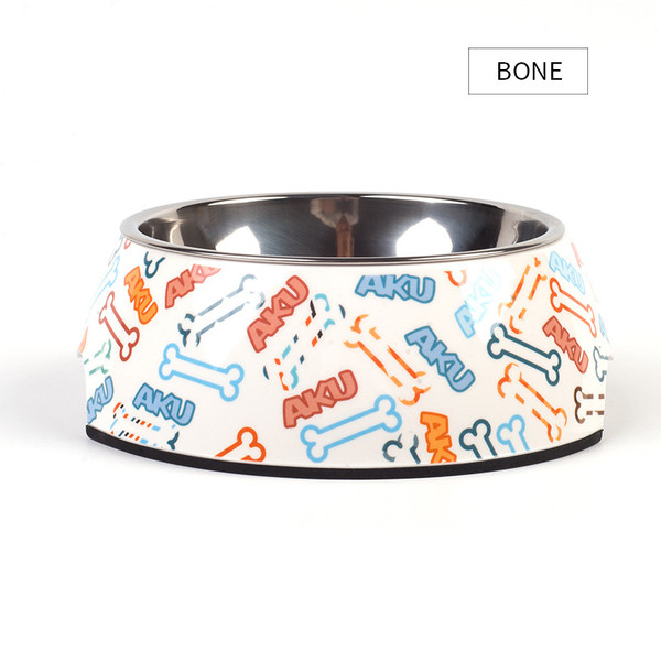 Color: Bone, Size: M - Food grade stainless steel pet dog bowl
