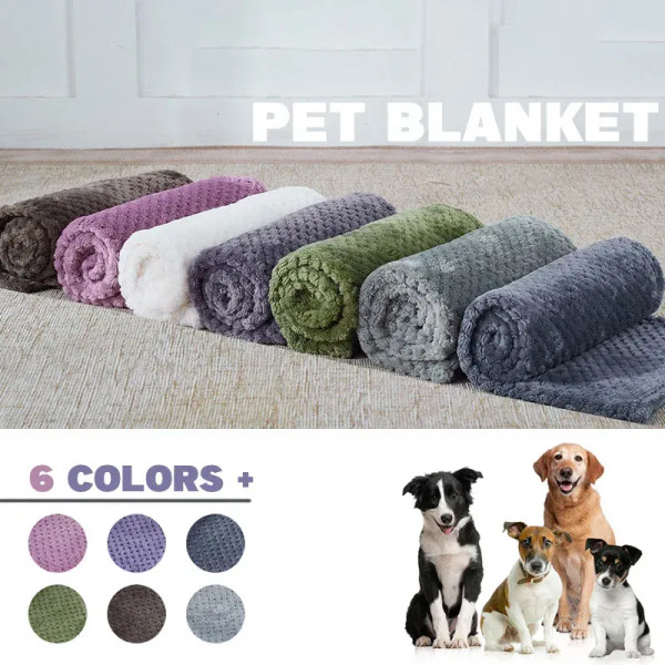 Color: GRAY, Size: S - Soft Pet Blanket Plush Dog Sleeping Blanket Solid Color Washable Sofa Pad Po