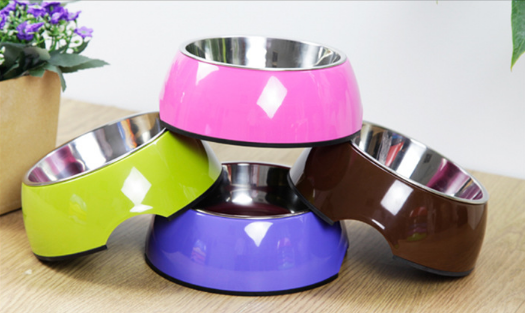 Size: S, Color: Rose red - Cat and dog food bowl