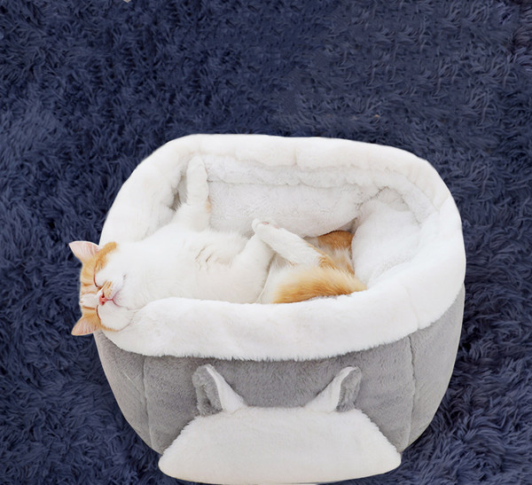 Color: 4style, Size: S - Cat Litter Closed Winter Supplies Warm Dog Kennel House Type Mat