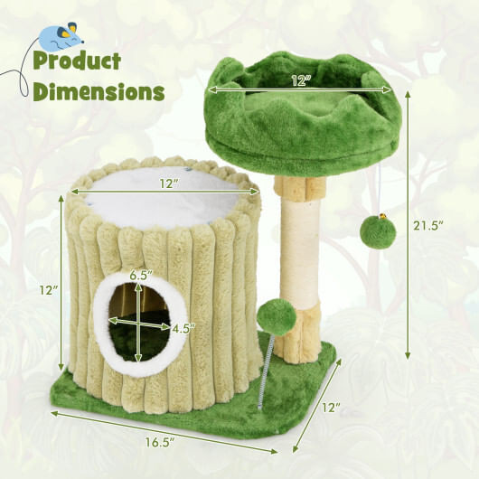 Cute Cat Tree with Sisal Scratching Posts and Dangling Ball