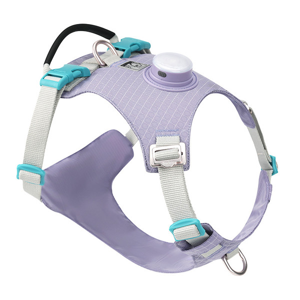Color: Light Purple, Specification Length And Width: M - Dog Chest Harness Traction LED Outdoor Nig