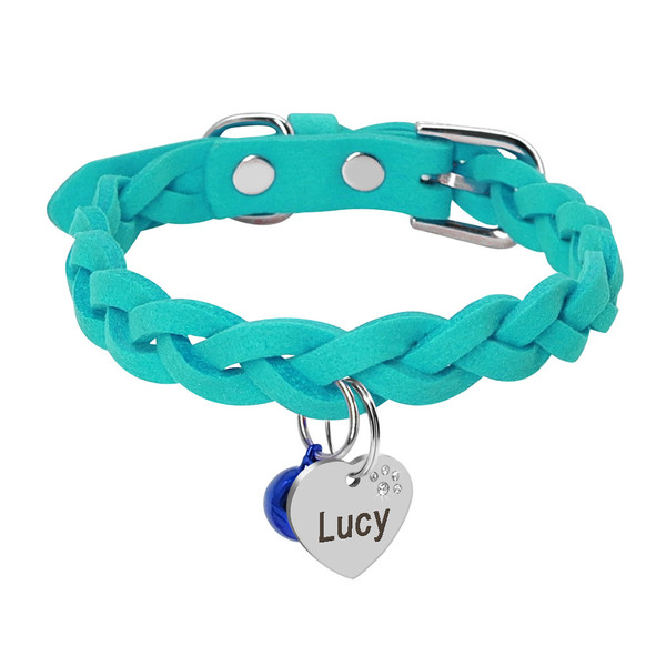 Color: Blue, Size: S - Lettering Anti-lost Collar Dog Collar Cute Bell Necklace