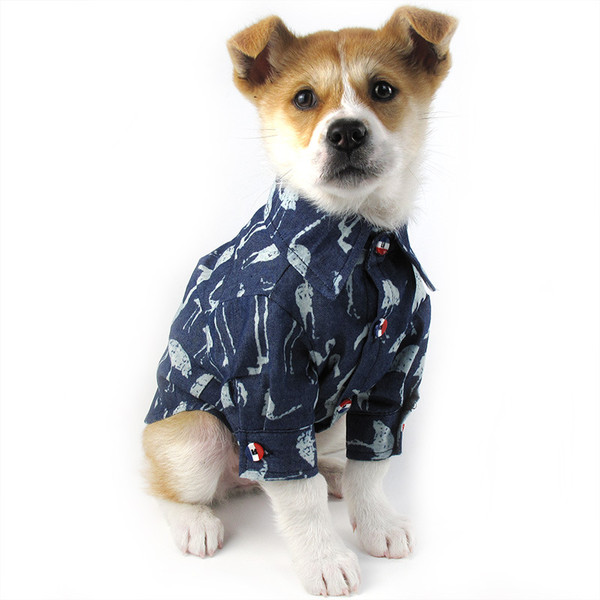 Color: Cranes, Size: S - Printed denim for pets