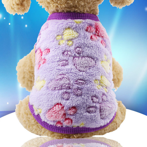 Color: Purple feet, Size: S - Flannel warm pet clothes