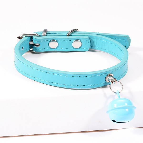 Color: Sky blue, Size: 2x44cm - Pet cat cat color bell dog traction collar