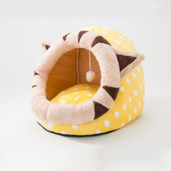 Color: Yellow, Size: 40x40x32cm - Passing animal nest semi-closed pet litter