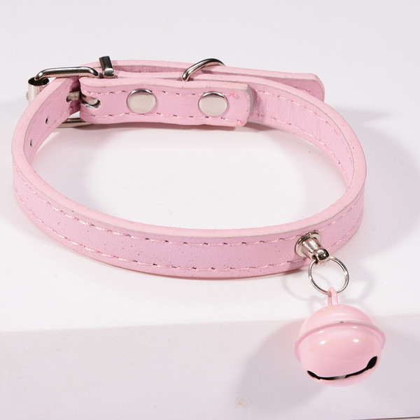 Color: Pink, Size: 2x44cm - Pet cat cat color bell dog traction collar