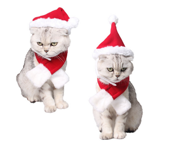 Style: E, Size: L - Dog Hat Dog Scarf Christmas Suit Pet Handsome Christmas Costume
