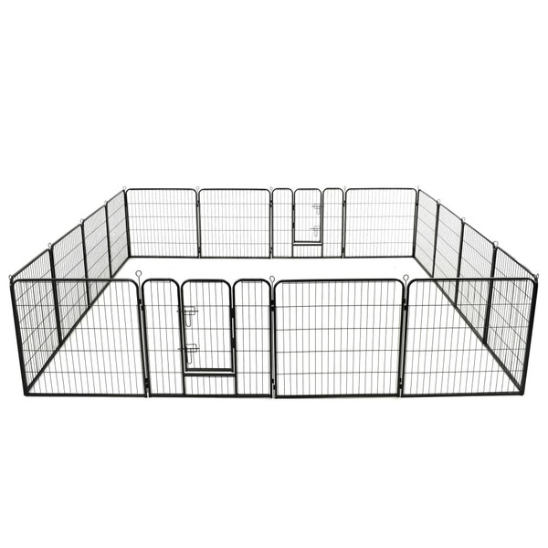  Dog Playpen Black Powder-Coated Steel Large Collapsible