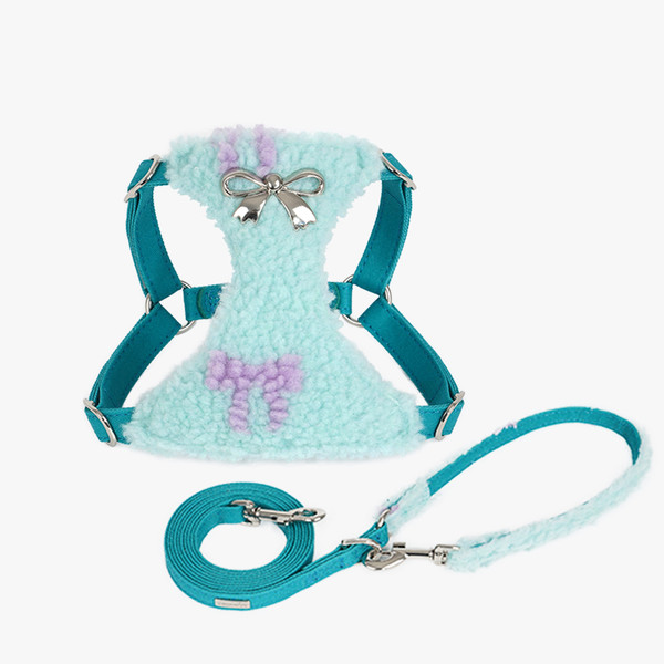 Color: Turquoise Green, Specifications: Chest Strap With Leash-S, Size:  - Dog Fleece Vest Chest St