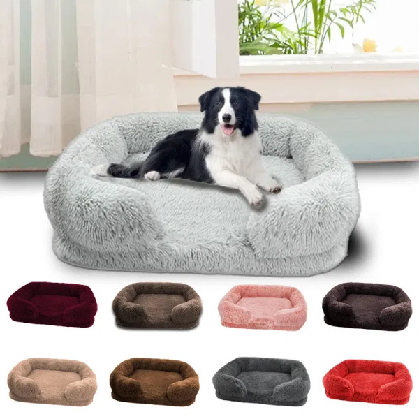 Color: Light Cyan, Size: XL - New Large Dog Bed Dog Plush Pet Bed Winter Thickened Pad Dog Sleeping