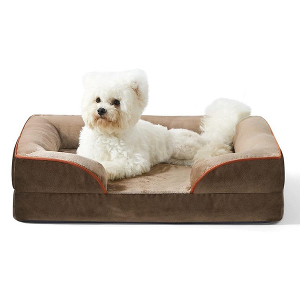 Color: Brown, Specifications: XL-105x81x18cm - Pet Supplies Dog Plush Sofa Comfortable Detachable