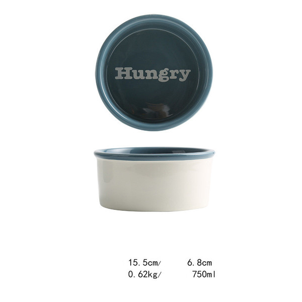 Color: Blue, Size: S - Ceramic pet food bowl