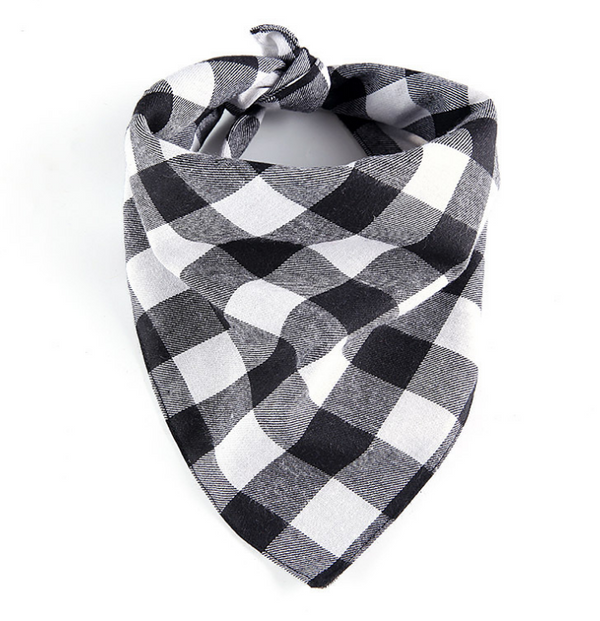 Color: Black and white plaid, Size: S - Cross-border new classic plaid pet saliva towel double dog 