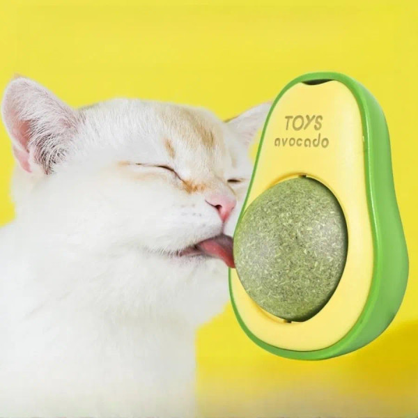 Color: pink - Pet Toy Can Be Rotated Fun Self-hey Catnip Cat Toy Avocado Shape Catnip Cat Toys