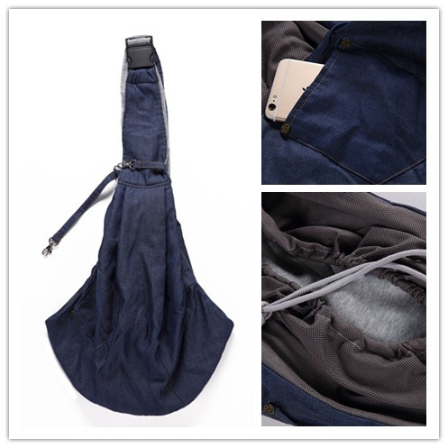 style: Dark blue double bag adjustabl - Pet Bag One-shoulder Pet Bag Skew Spanner Bag Breathable Do