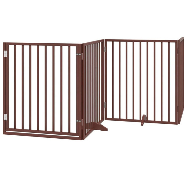 Dog Gate Set of 4 Brown Poplar Wood 126 in total length