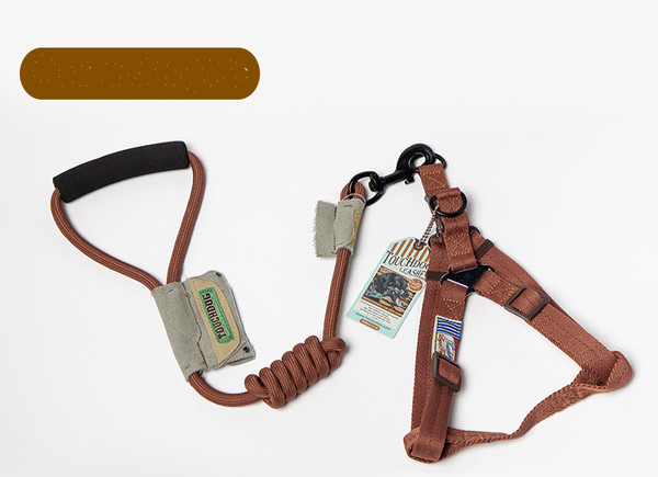 Color: Coffee1, Style: Back-7mm, Size:  - Chest back suit dog leash