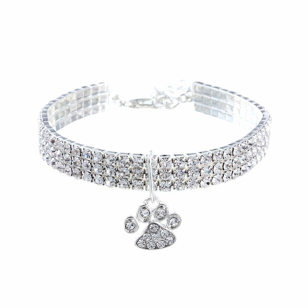 Color: White, Size: M - Diamond Mixed Color Stretch Cat And Dog Necklace Jewelry