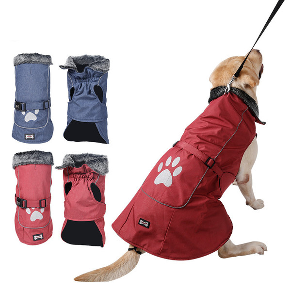 Color: Blue, Size: M - Winter Waterproof Pet Dog Clothes Warm Jacket Reflective Coat