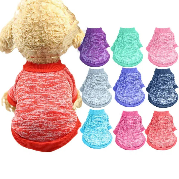 Size: M, Color: Red - Dog Warm Clothes Spring Autumn Winter Cute Fashion Jacket Round Neck Sweater 