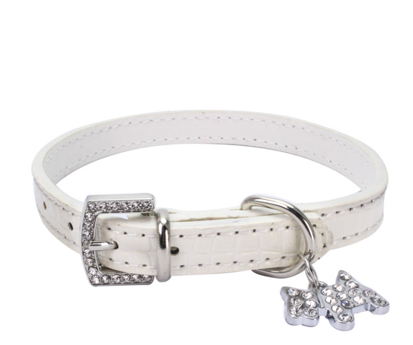 Color: white, Specification (length * width): S - pattern puppy charm pet collar dog chain dog ring