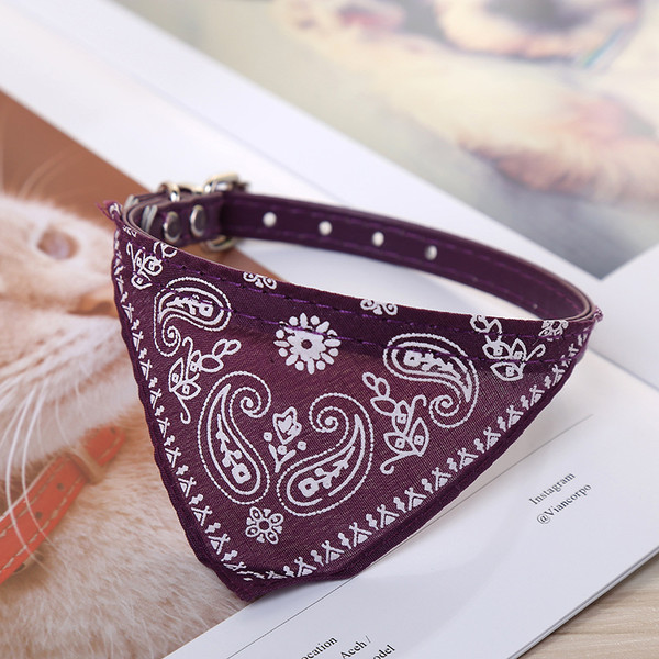 Color: Purple, Size: L - Dog collar Triangle saliva towel