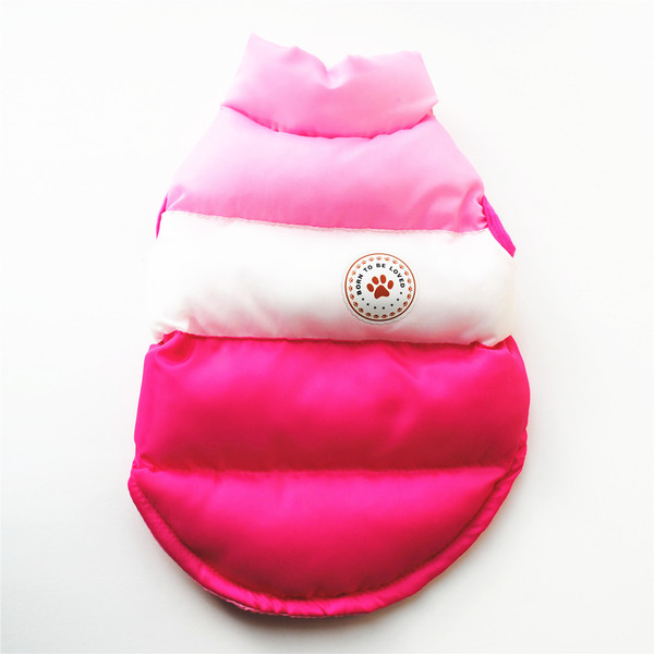 Color: Pink, Size: L - Winter dog color matching padded jacket