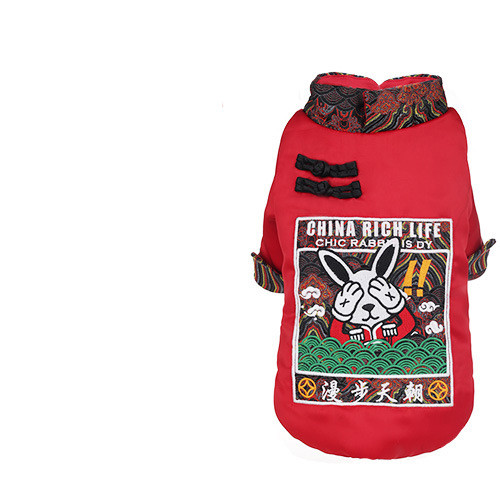 Color: Red, Size: XL - Winter padded dog clothes