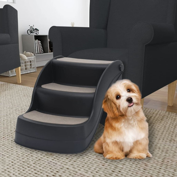  Dog Stair Black Polypropylene 3-step Foldable Dog Stair