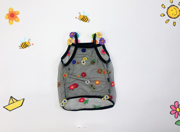 Color: Black, Size: 6XL - Hollow Light And Breathable Cute Flower Pet Clothes