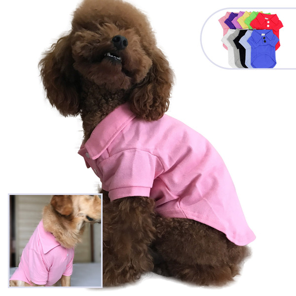 Color: Pink, Size: M - Pet clothing polo shirt