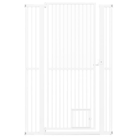 59" Extra Tall Pet Gate Heavy-Duty Metal Cat Gate with Wide Opening-White