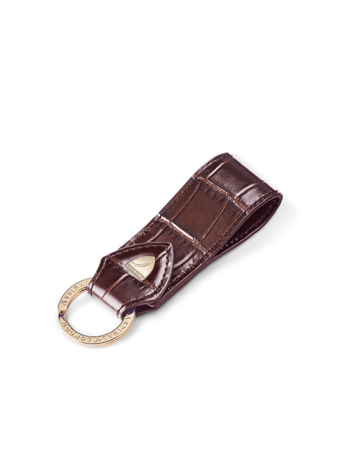 Aspinal of London Brown Leather Loop Keyring